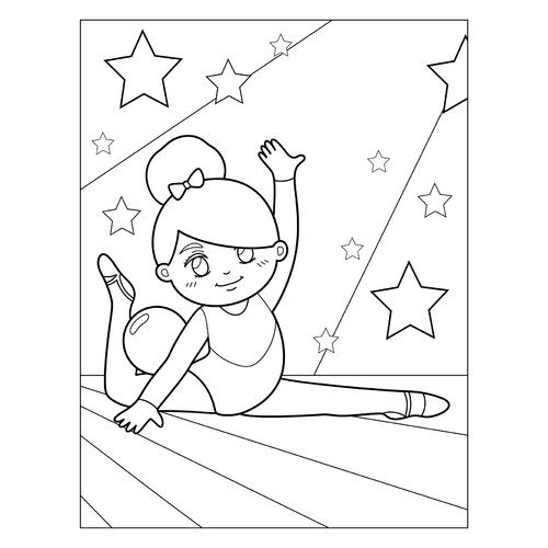 Página para colorear «Gimnasta con pelota» dibujo para colorear gratis de Páginas para colorear: Deportes
