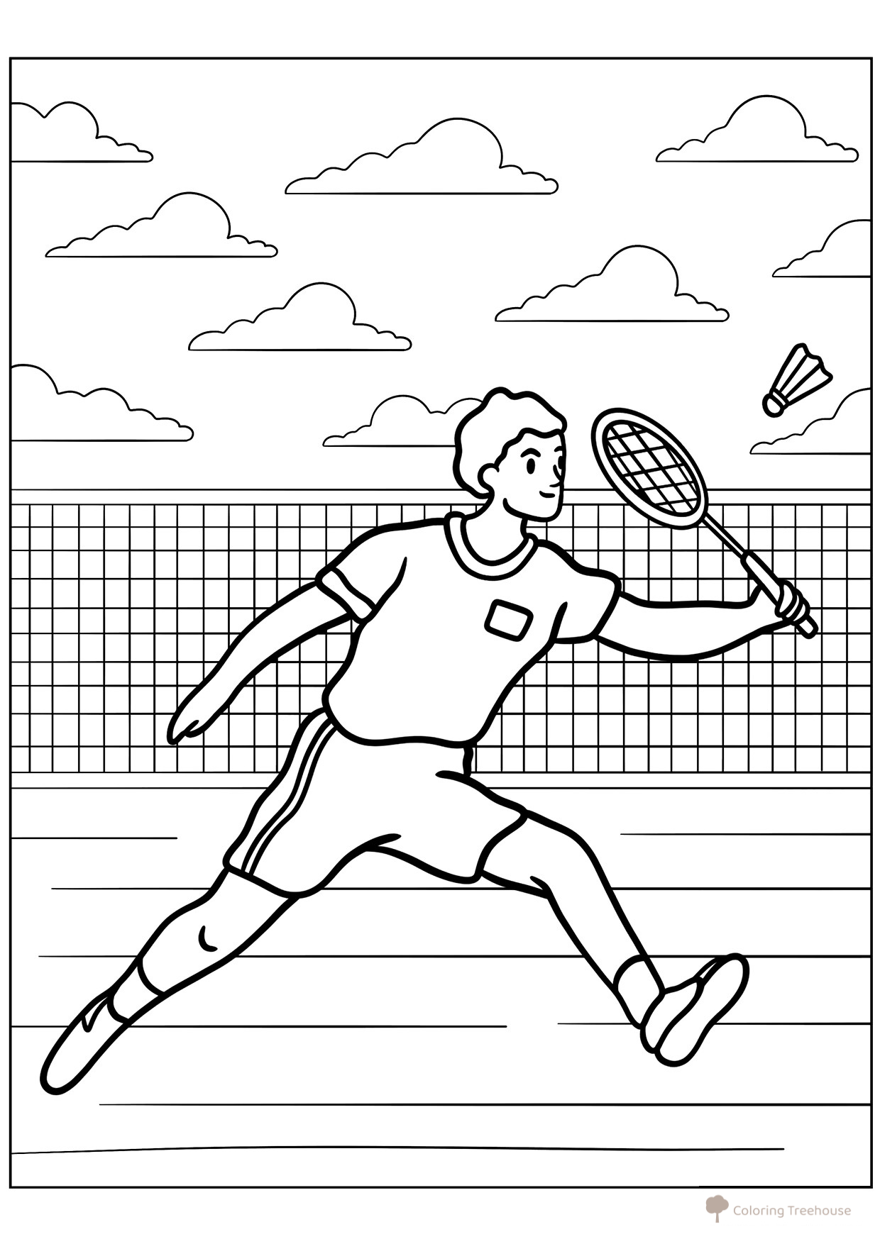 Página para colorear «Juego de tenis» dibujo para colorear gratis de Páginas para colorear: Deportes