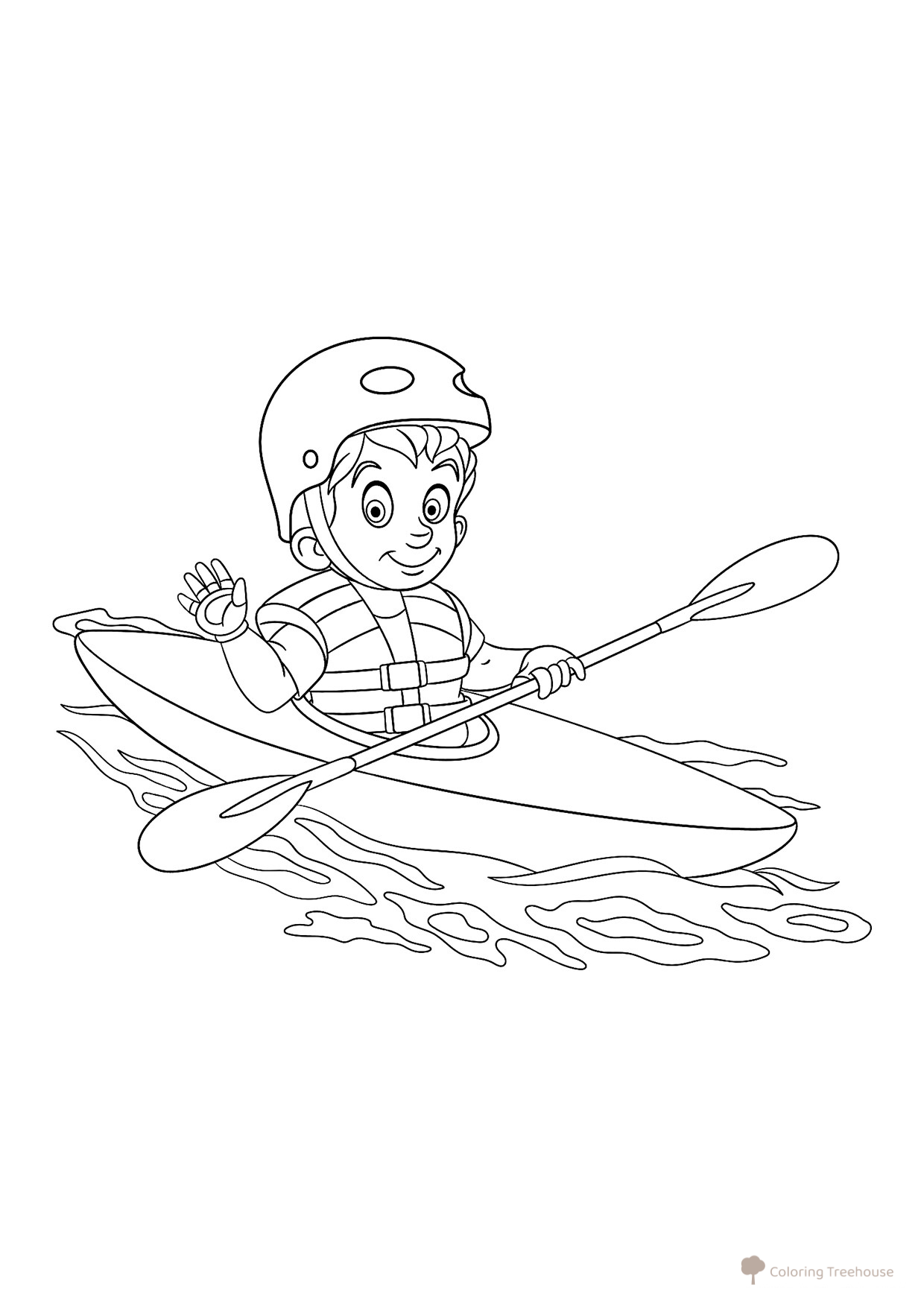 Boy Kayaking Coloring Page free printable Sports Coloring Pages coloring page