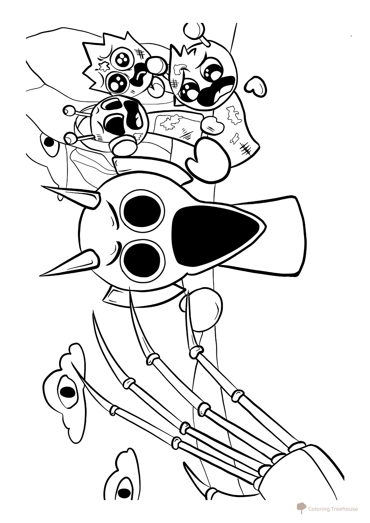 Horror Sprunki Derpl with Friends Coloring Page free printable Sprunki Coloring Pages coloring page