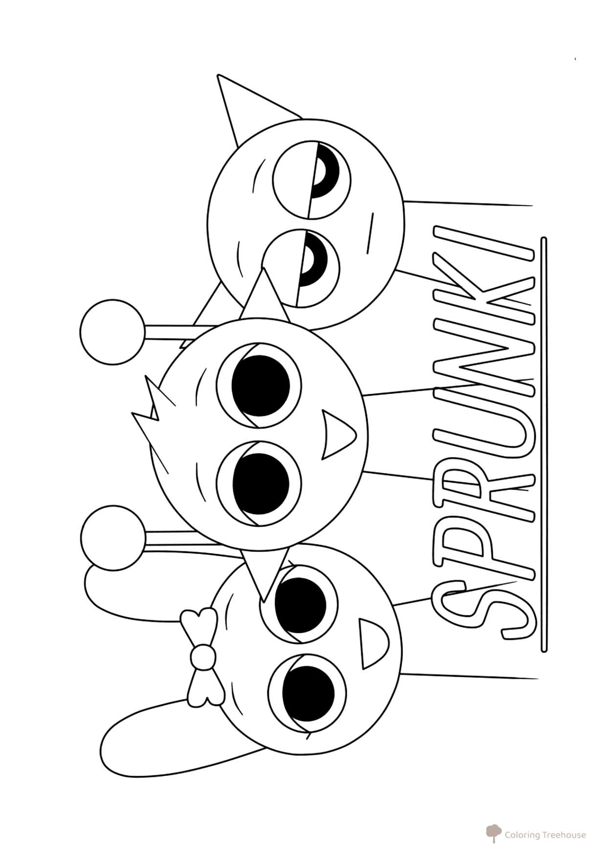 Libro para colorear «Sprunki Pinki, Simon y Grey» dibujo para colorear gratis de Páginas para colorear Sprunki