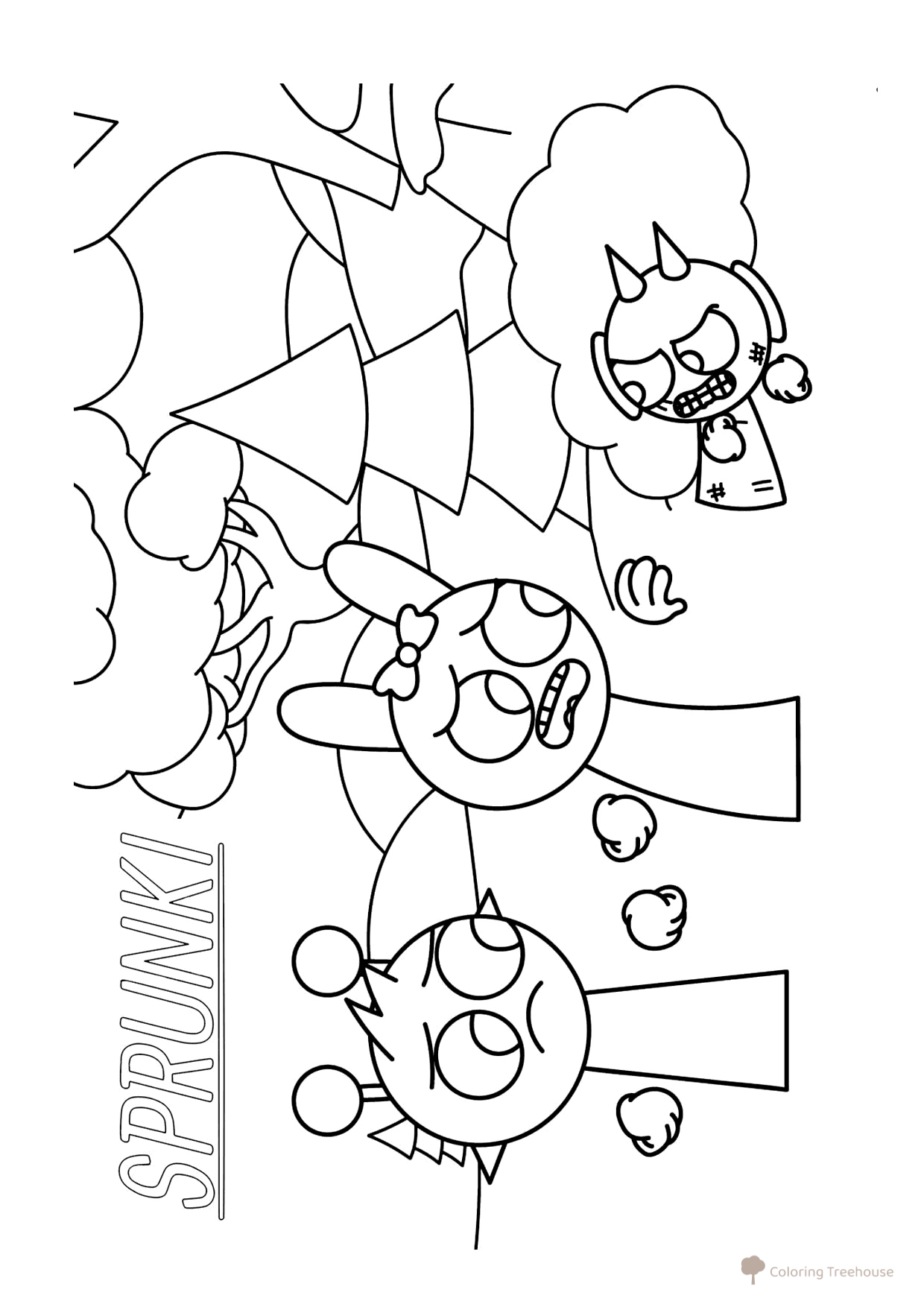 Sprunki Simon, Pinky and Derpl Coloring Page free printable Sprunki Coloring Pages coloring page