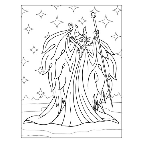 Maleficent Coloring Page from Sleeping Beauty free printable Sleeping Beauty Aurora Coloring Pages coloring page