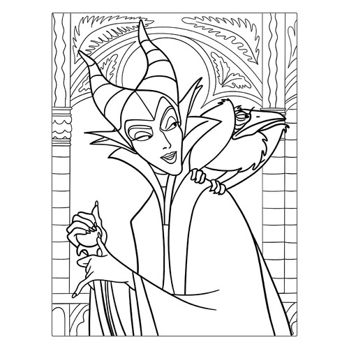 Maleficent with Raven Coloring Page free printable Sleeping Beauty Aurora Coloring Pages coloring page