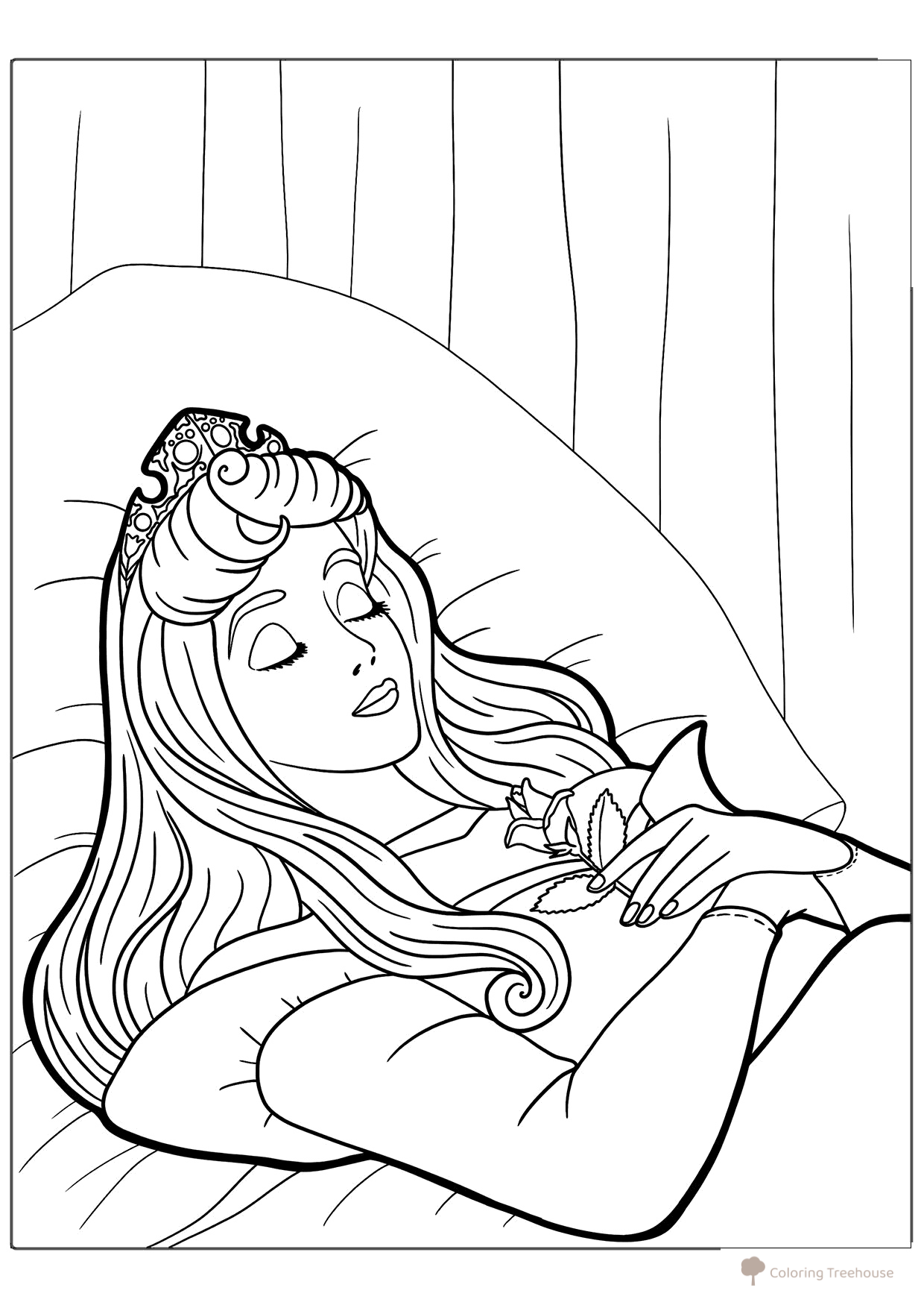 Página para colorear La bella durmiente Aurora dibujo para colorear gratis de Páginas para colorear de La Bella Durmiente — Aurora