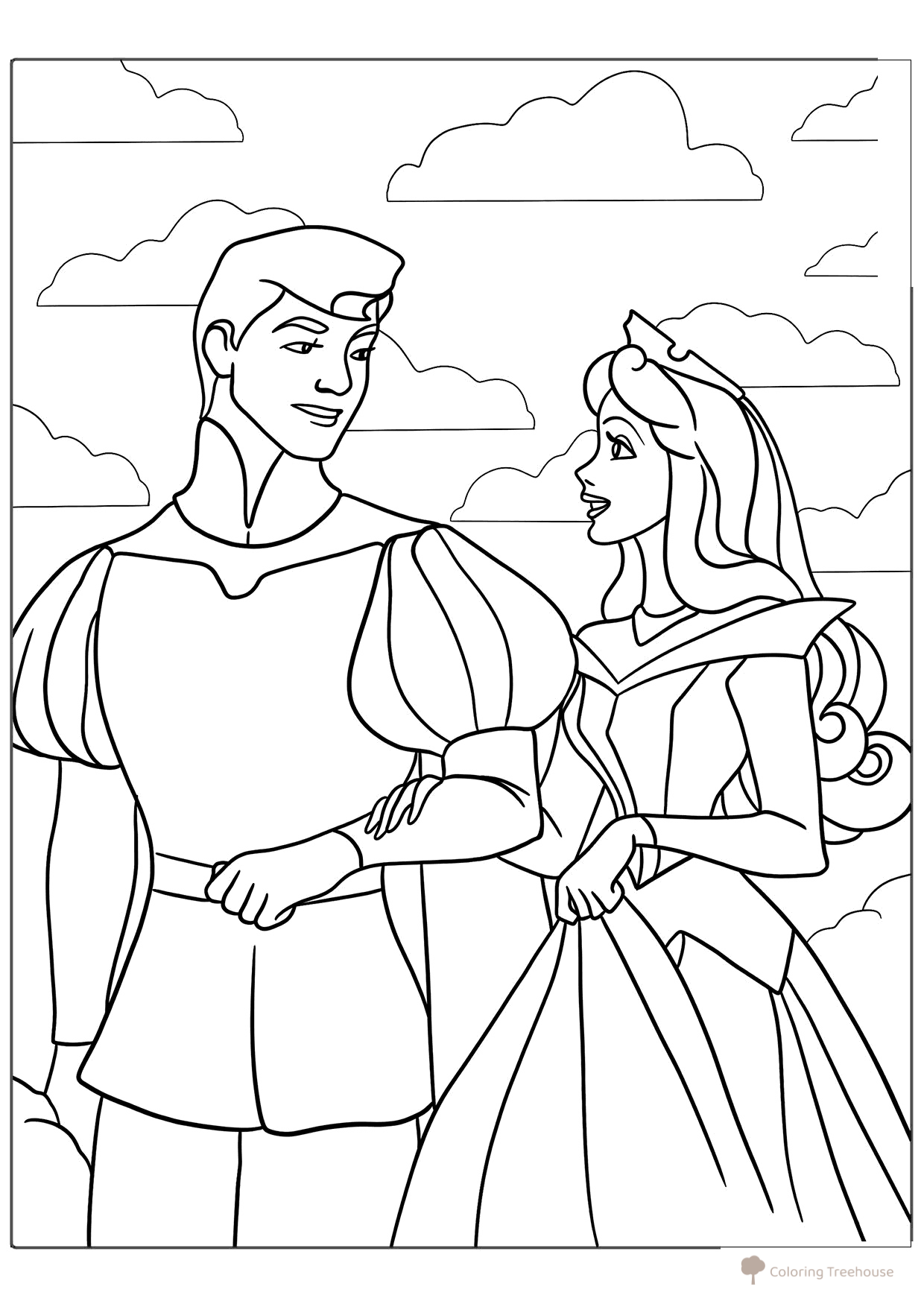Sleeping Beauty and Prince Philip Coloring Page free printable Sleeping Beauty Aurora Coloring Pages coloring page