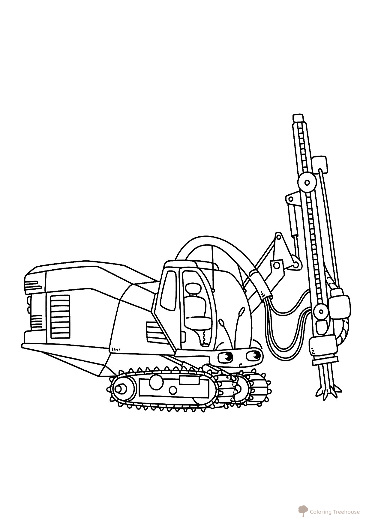 Dibujo para colorear “Gran máquina perforadora” dibujo para colorear gratis de Páginas para colorear de maquinaria de construcción