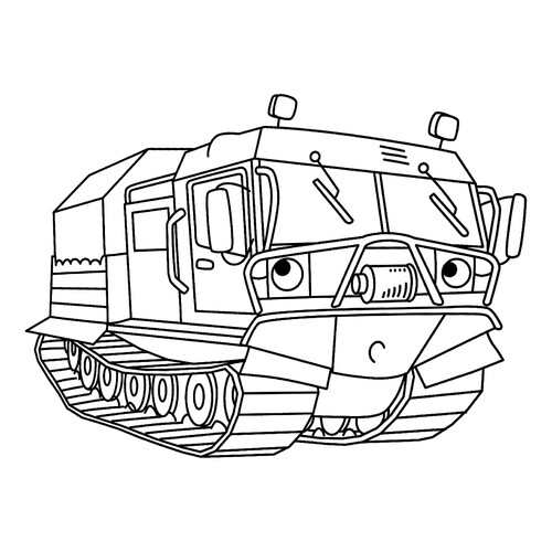 Página para colorear «Encantador tractor de orugas» dibujo para colorear gratis de Páginas para colorear de maquinaria de construcción