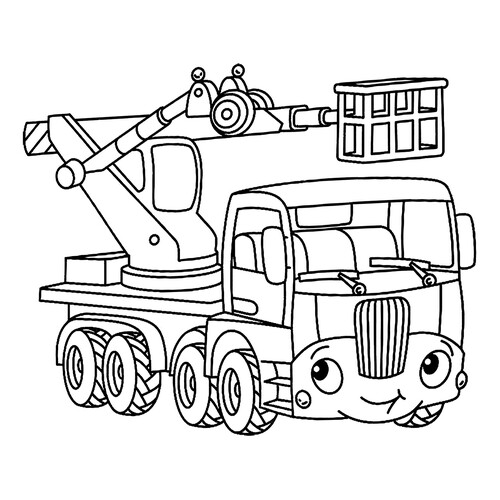 Página para colorear «Cute elevador» dibujo para colorear gratis de Páginas para colorear de maquinaria de construcción