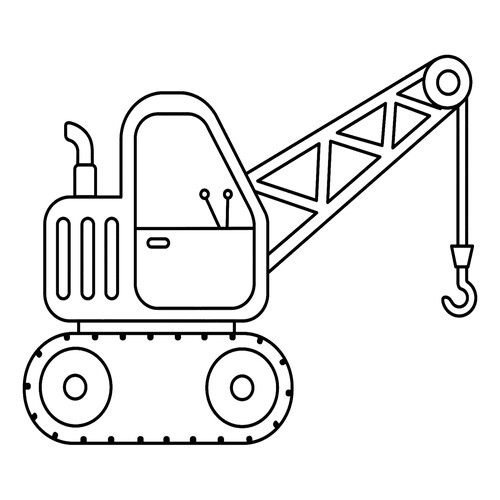 Dibujo para colorear «Grúa oruga sencilla» dibujo para colorear gratis de Páginas para colorear de maquinaria de construcción
