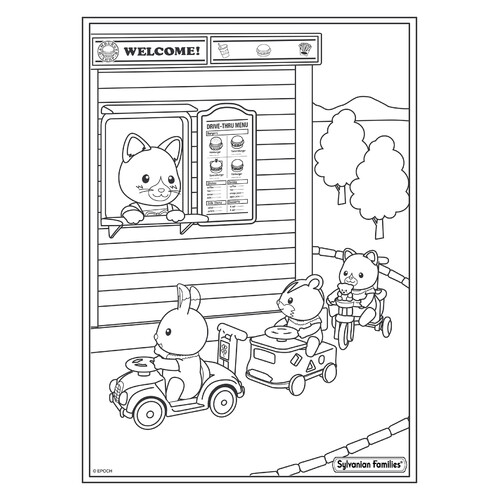Página para colorear: Cafetería para los más pequeños — Sylvanian dibujo para colorear gratis de Páginas para colorear de Sylvanian Families