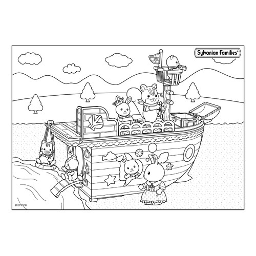 Página para colorear: Barco de Sylvanian dibujo para colorear gratis de Páginas para colorear de Sylvanian Families