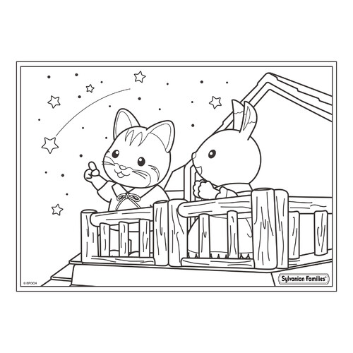 Página para colorear: Cachorros Sylvanian - Astrónomos dibujo para colorear gratis de Páginas para colorear de Sylvanian Families