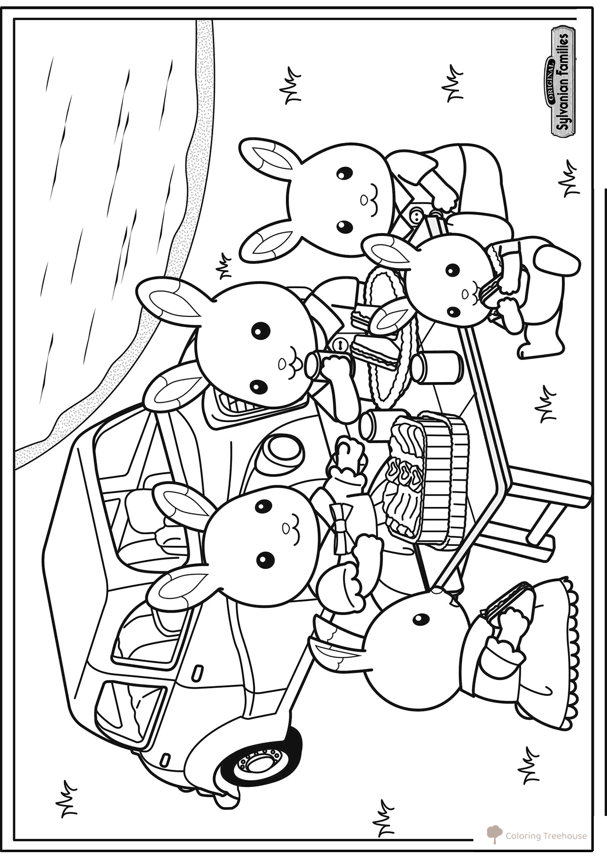 Página para colorear Picnic de Sylvanian Families dibujo para colorear gratis de Páginas para colorear de Sylvanian Families