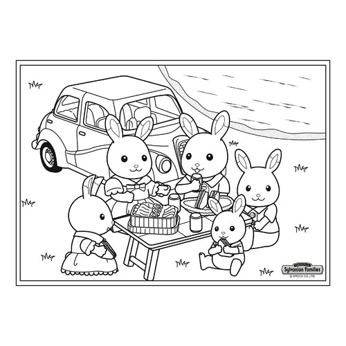 Página para colorear Picnic de Sylvanian Families dibujo para colorear gratis de Páginas para colorear de Sylvanian Families