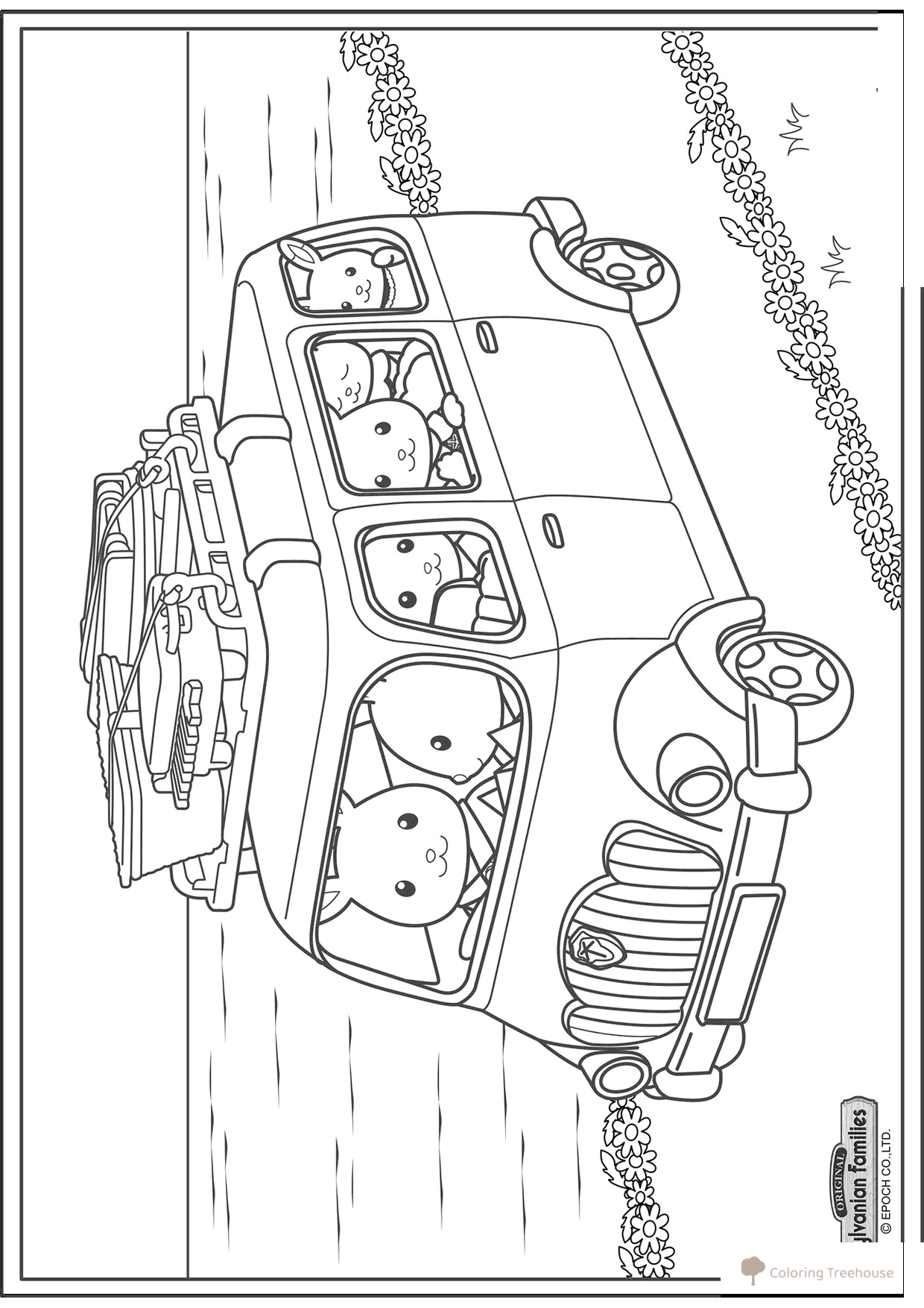Página para colorear: Familia en el camino dibujo para colorear gratis de Páginas para colorear de Sylvanian Families