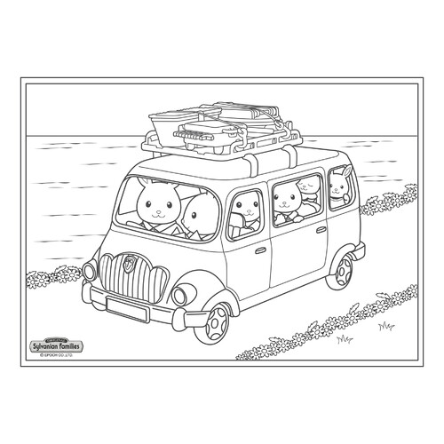 Página para colorear: Familia en el camino dibujo para colorear gratis de Páginas para colorear de Sylvanian Families
