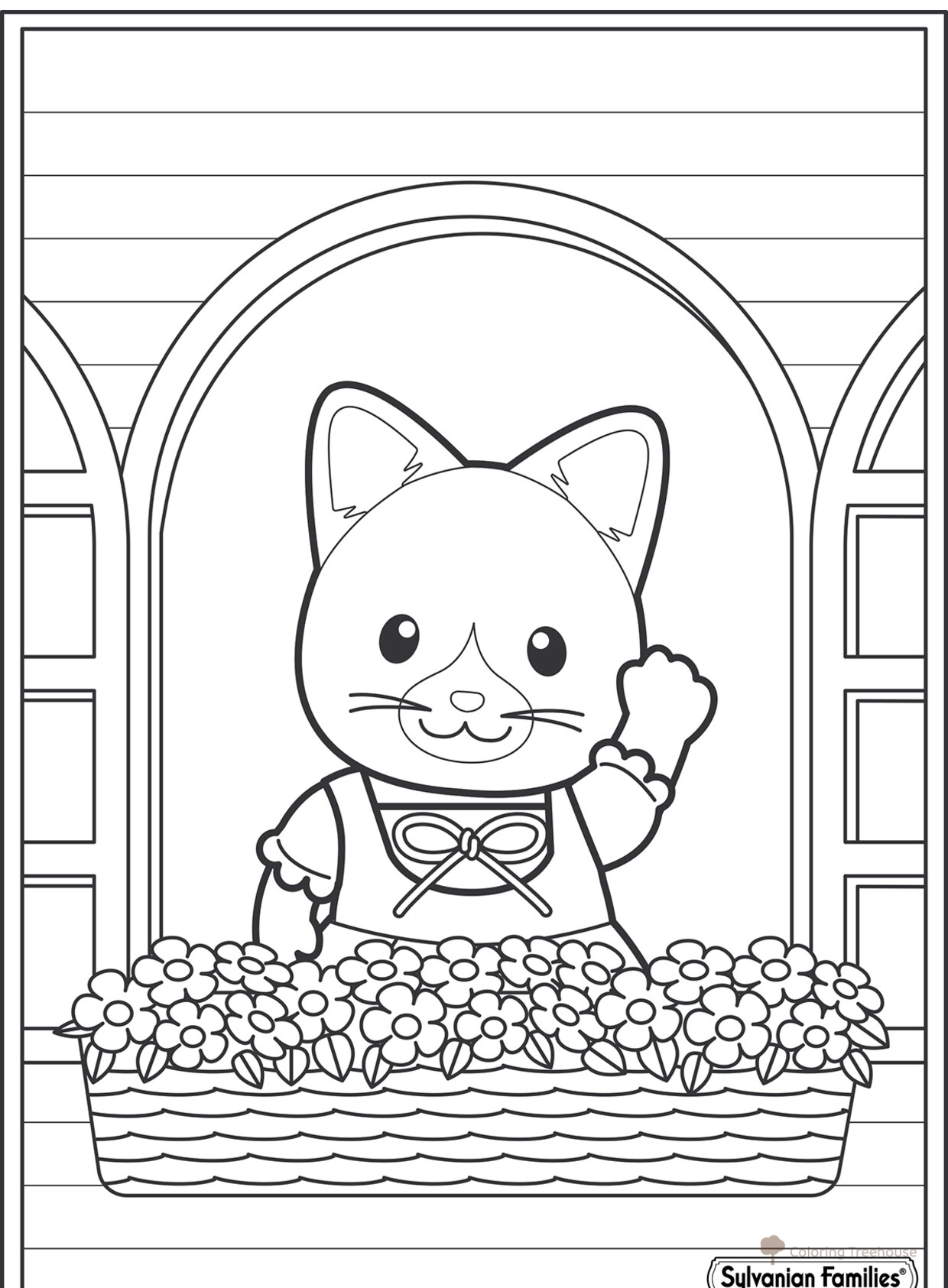 Página para colorear: Sylvanian cuida las flores dibujo para colorear gratis de Páginas para colorear de Sylvanian Families