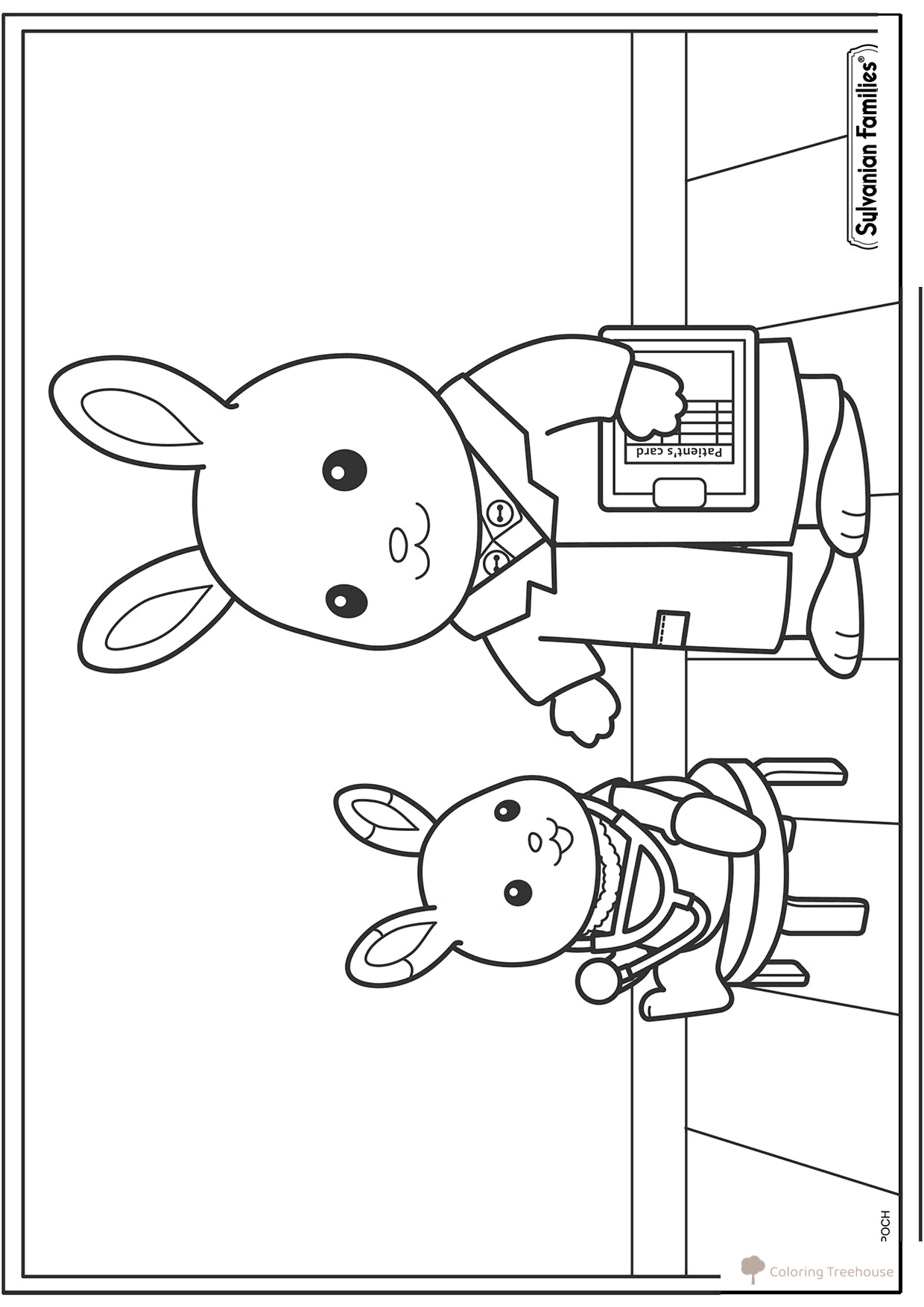 Página para colorear «En el consultorio de la doctora Silvania» dibujo para colorear gratis de Páginas para colorear de Sylvanian Families