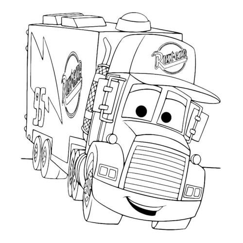 Páginas para colorear: Camión en marcha dibujo para colorear gratis de Páginas para colorear de Cars y Cars 2