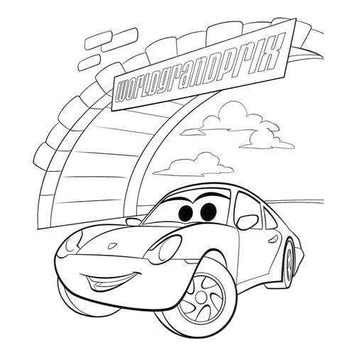 McQueen at the Grand Prix Coloring Page free printable Cars and Cars 2 Coloring Pages for Boys coloring page