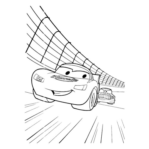 Página para colorear: McQueen persigue en la carrera dibujo para colorear gratis de Páginas para colorear de Cars y Cars 2