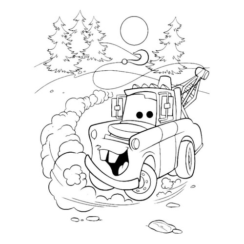 Página para colorear: Metr descansando en la naturaleza dibujo para colorear gratis de Páginas para colorear de Cars y Cars 2