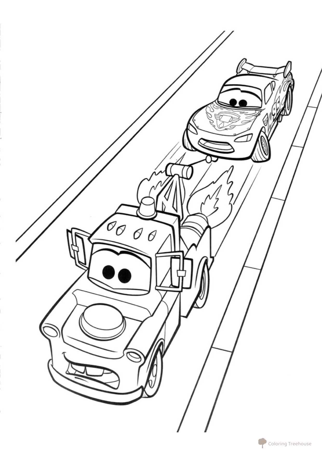 Mater with Turbines Coloring Page free printable Cars and Cars 2 Coloring Pages for Boys coloring page
