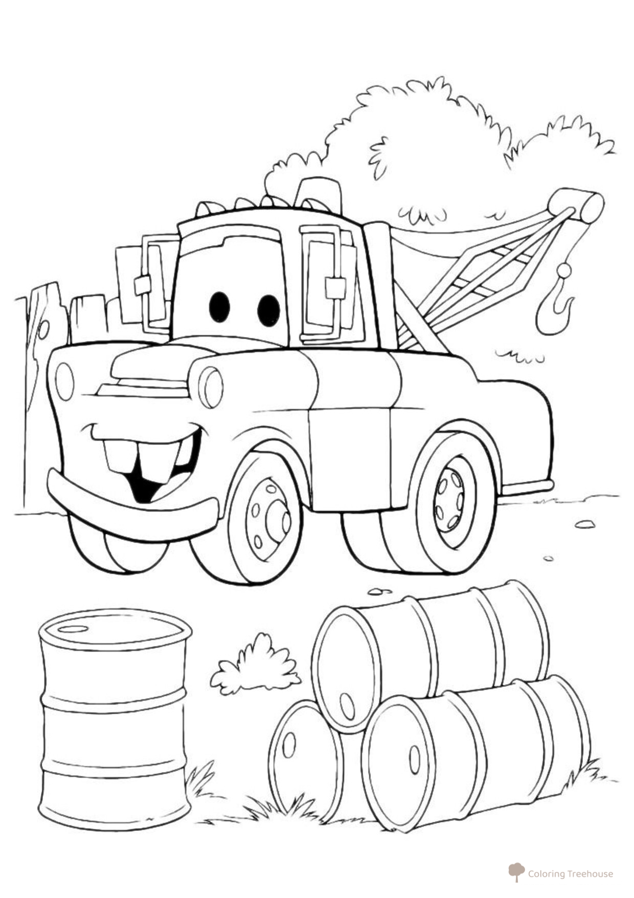 Mater Grinning from Ear to Ear Coloring Page free printable Cars and Cars 2 Coloring Pages for Boys coloring page
