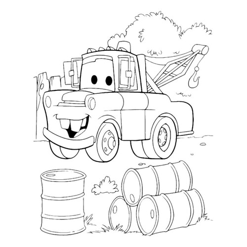 Mater Grinning from Ear to Ear Coloring Page free printable Cars and Cars 2 Coloring Pages for Boys coloring page
