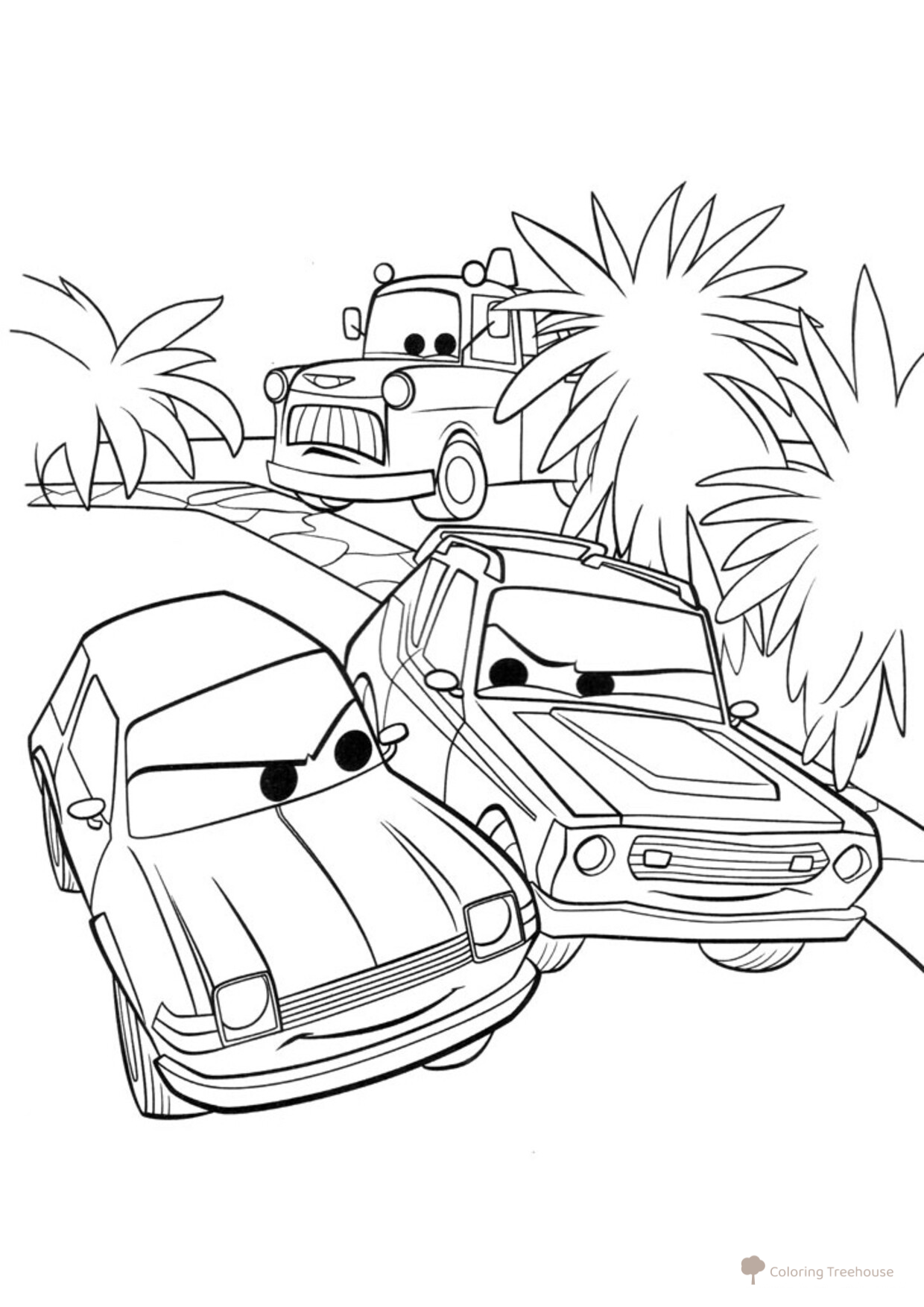 Cars Coloring Page: Hatching a Cunning Plan free printable Cars and Cars 2 Coloring Pages for Boys coloring page