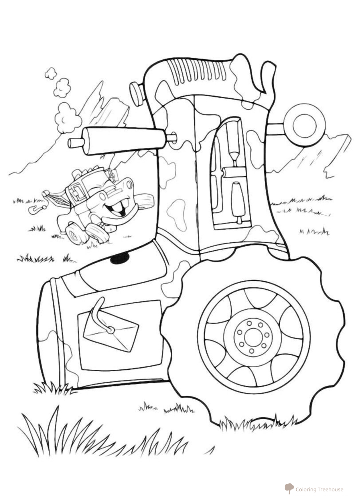 Tractor volcado - página para colorear dibujo para colorear gratis de Páginas para colorear de Cars y Cars 2