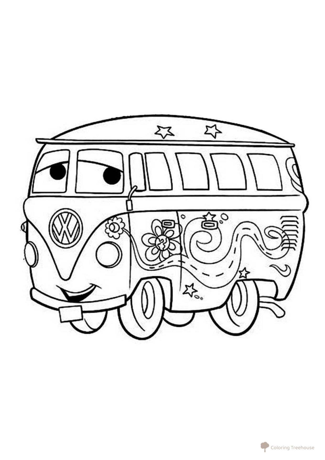 Fillmore the Funny Bus Coloring Page free printable Cars and Cars 2 Coloring Pages for Boys coloring page