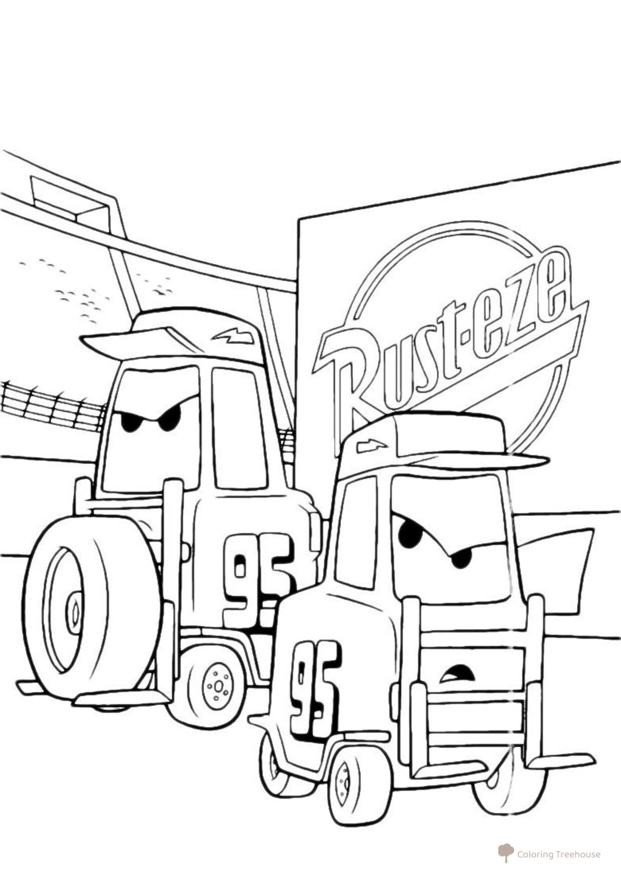 Página para colorear 'Zlye tachki' (Coches malvados) dibujo para colorear gratis de Páginas para colorear de Cars y Cars 2