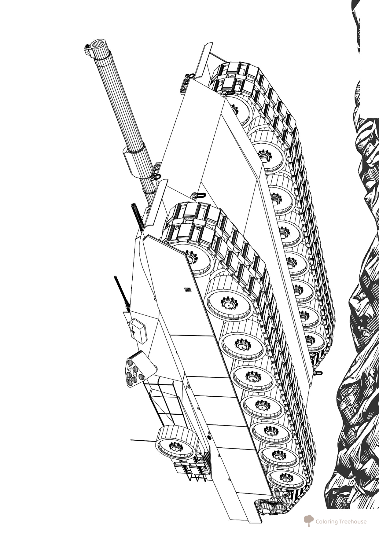 Página para colorear: Tanque de combate del futuro dibujo para colorear gratis de Páginas para colorear de tanques