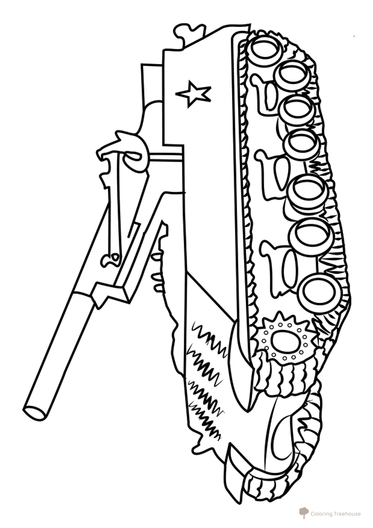 M43 Self-Propelled Howitzer Coloring Page (USA) free printable Tank Coloring Pages coloring page