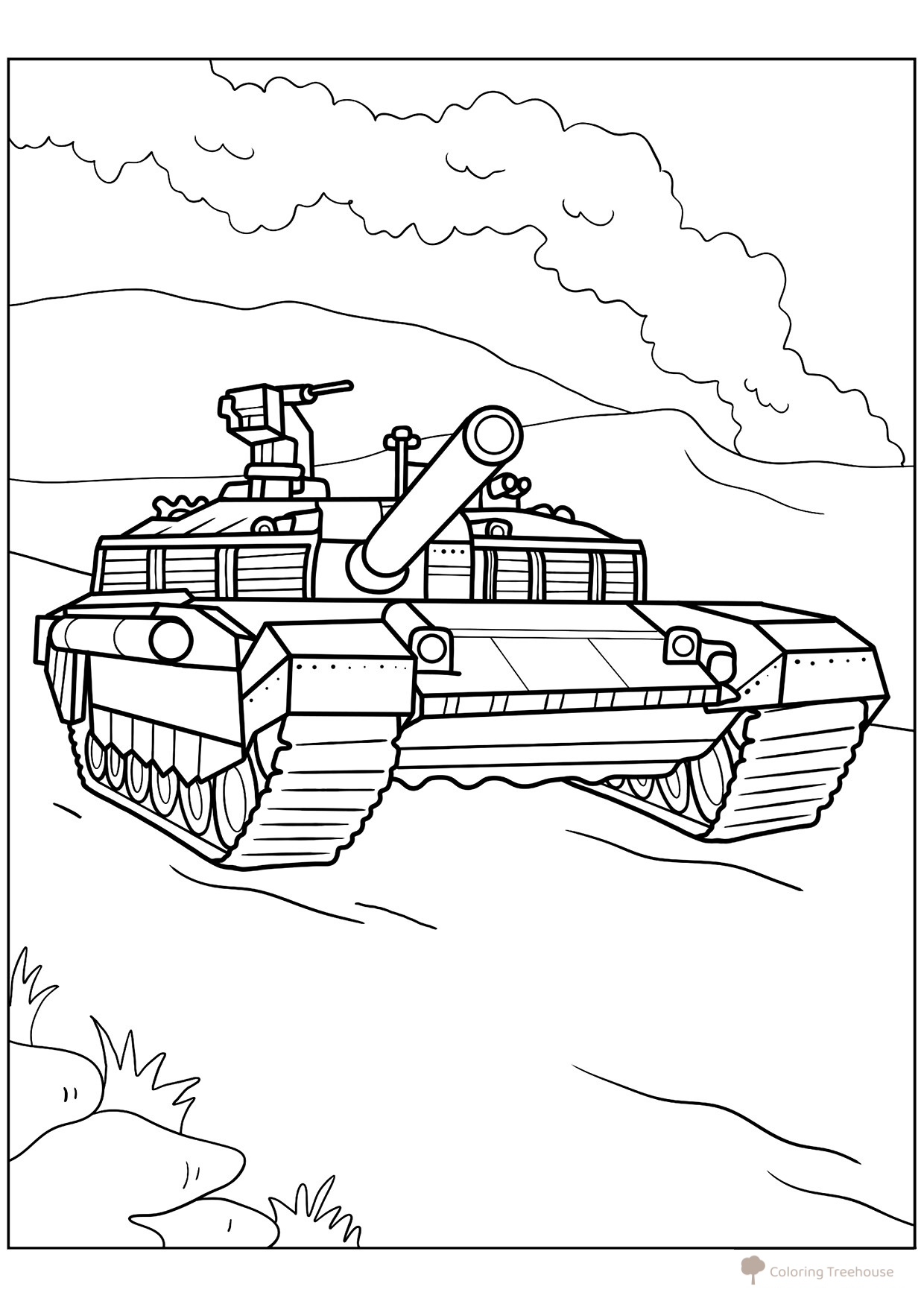 Página para colorear «Tanque ruso T-90M» dibujo para colorear gratis de Páginas para colorear de tanques
