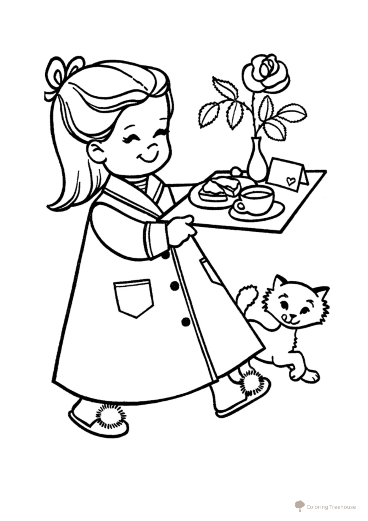 Surprise for Mom on March 8 Coloring Page free printable International Women’s Day Coloring Pages coloring page