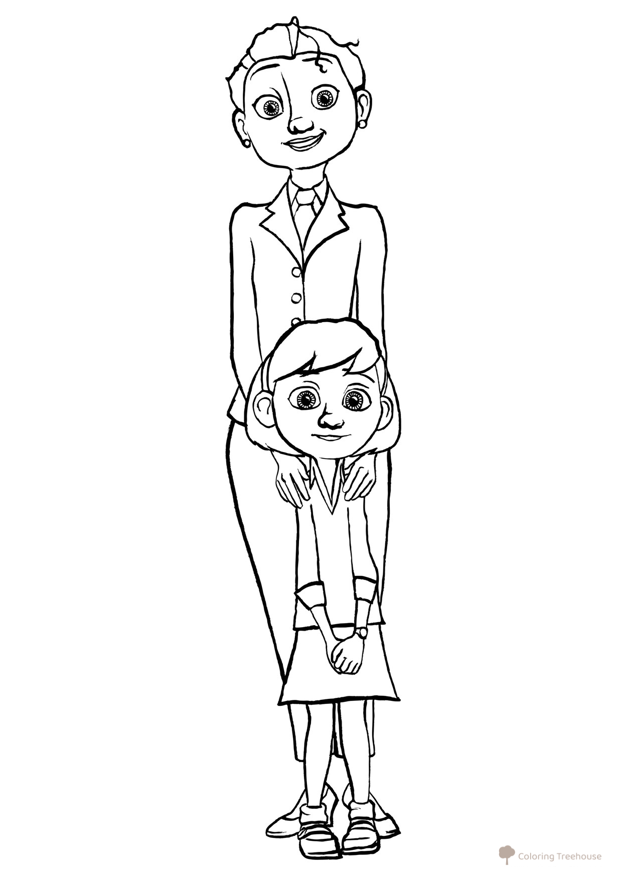 Dibujo para colorear: Niña con su mamá dibujo para colorear gratis de Páginas para colorear de El Principito