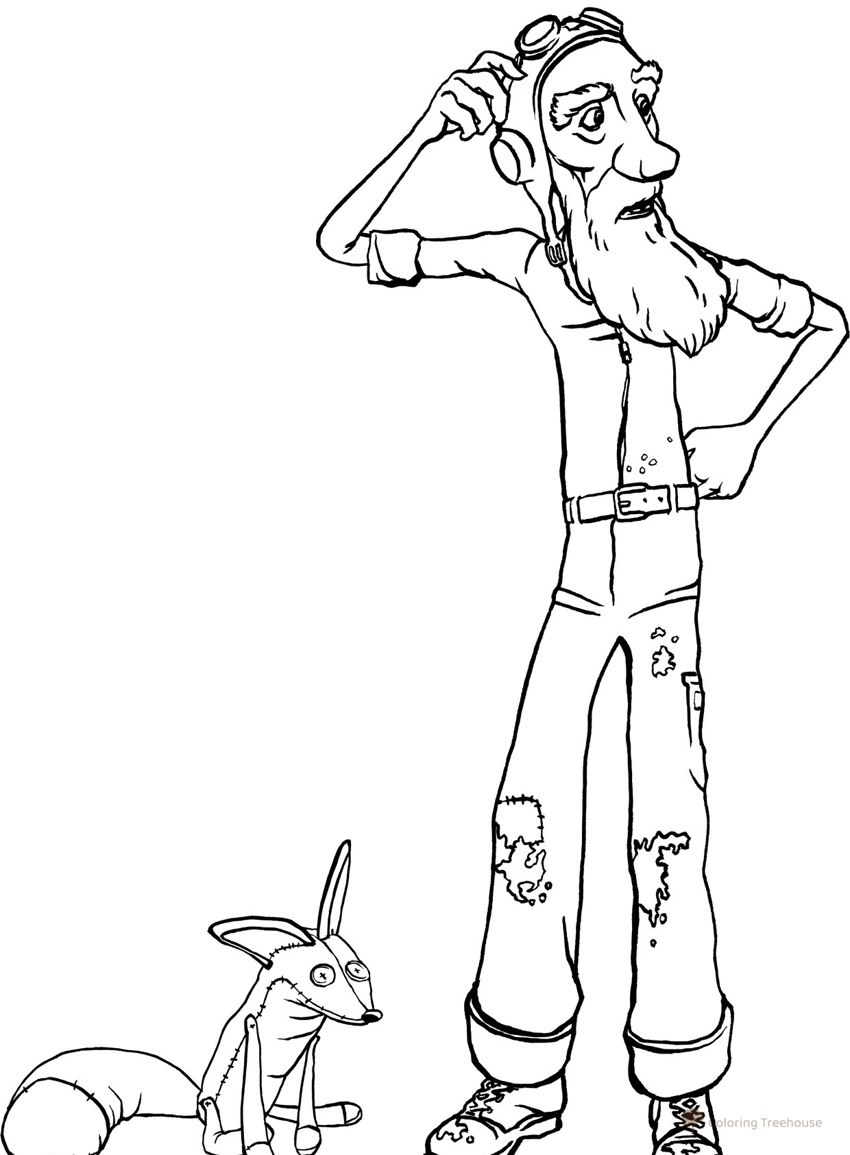 Pilot and Fox Coloring Page free printable The Little Prince Coloring Pages coloring page