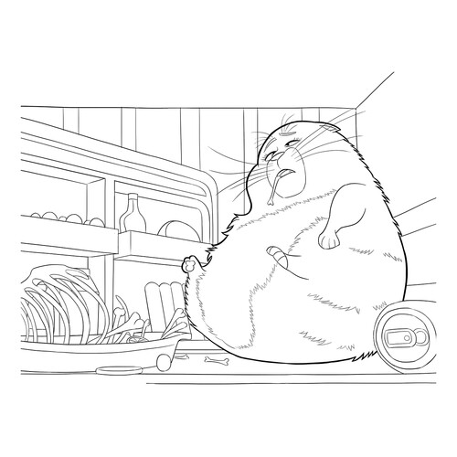 Chloe the Cat Coloring Page Near the Refrigerator free printable The Secret Life of Pets Coloring Pages coloring page
