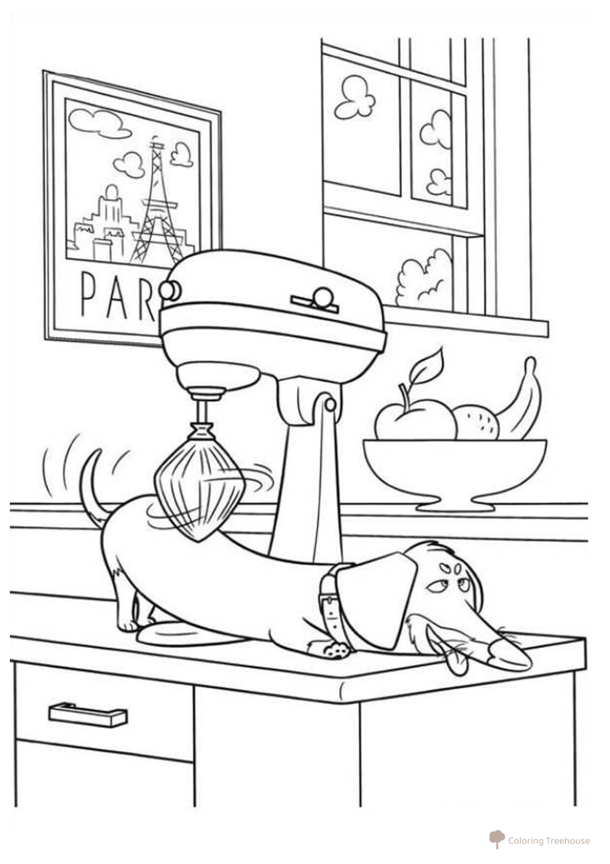 Buddy the Dachshund Coloring Page free printable The Secret Life of Pets Coloring Pages coloring page