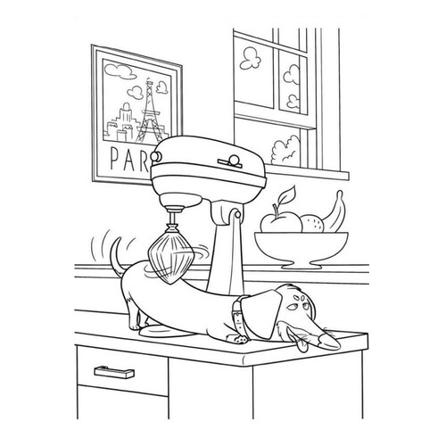 Buddy the Dachshund Coloring Page free printable The Secret Life of Pets Coloring Pages coloring page