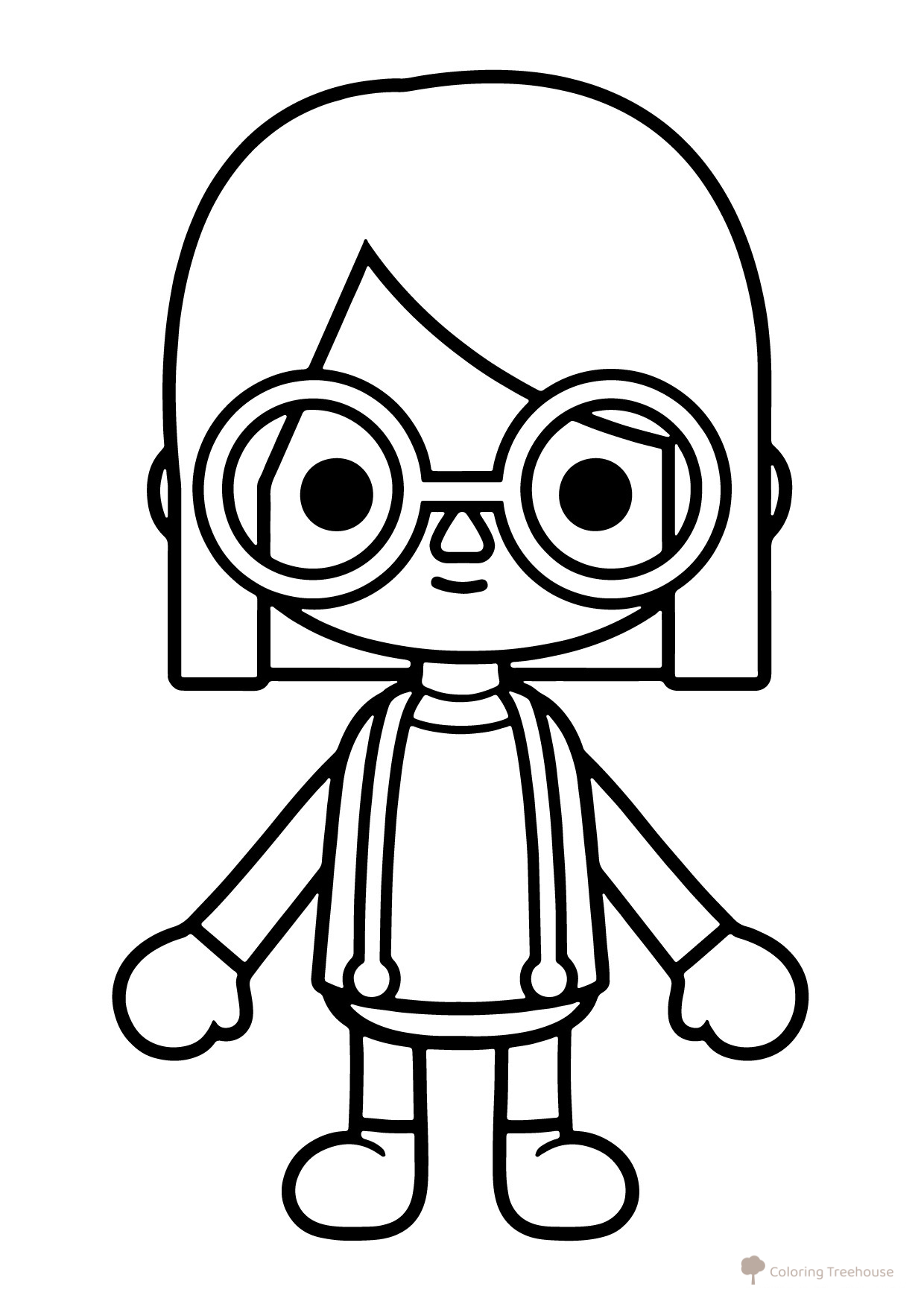 Toca Boca Girl in Glasses Coloring Page free printable Toca Boca Coloring Pages coloring page