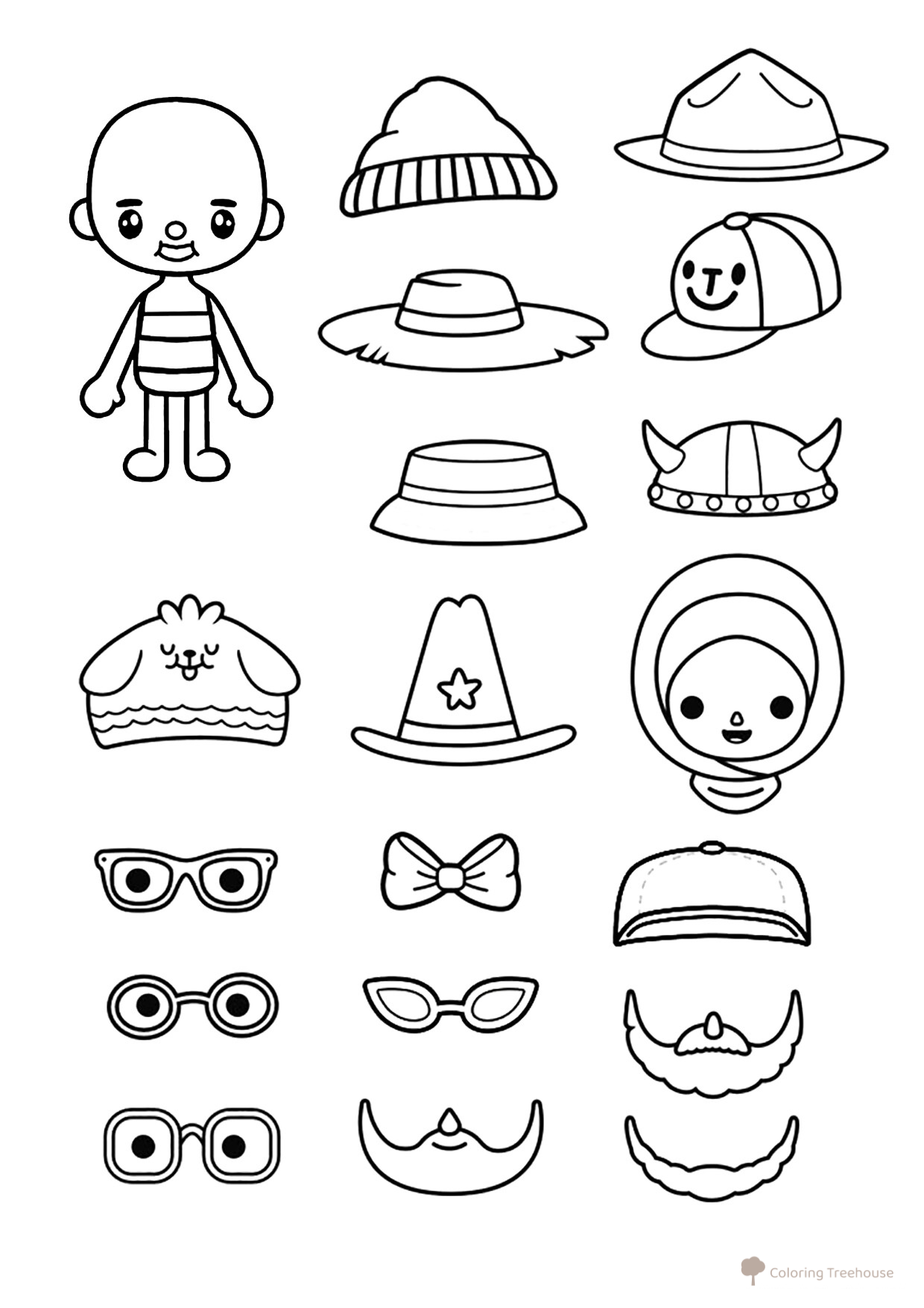 Toca Boca Accessories Coloring Page free printable Toca Boca Coloring Pages coloring page