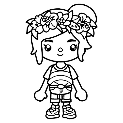 Toca Boca Colorful Girl Coloring Page free printable Toca Boca Coloring Pages coloring page