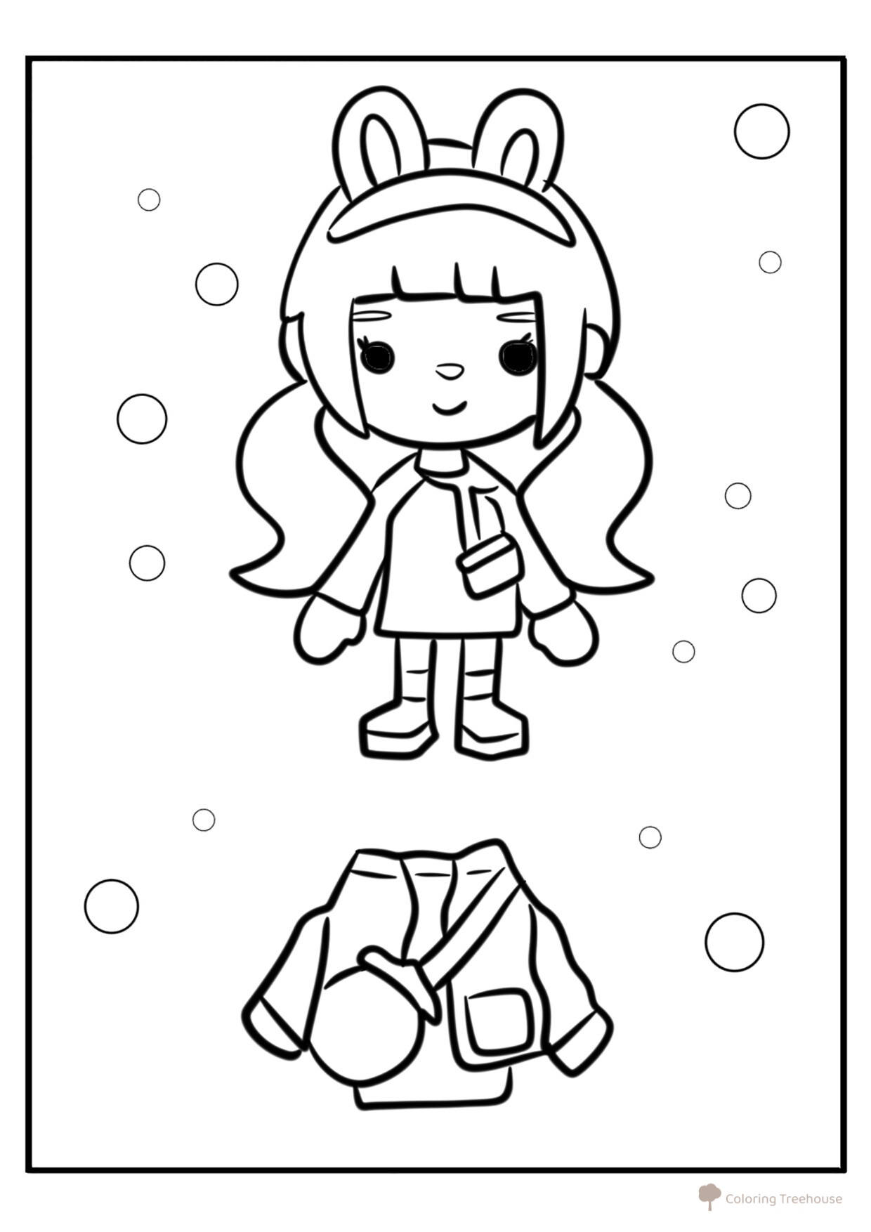 Toca Boca Girl with Pigtails Coloring Page free printable Toca Boca Coloring Pages coloring page