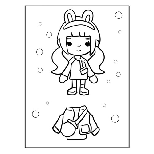 Toca Boca Girl with Pigtails Coloring Page free printable Toca Boca Coloring Pages coloring page