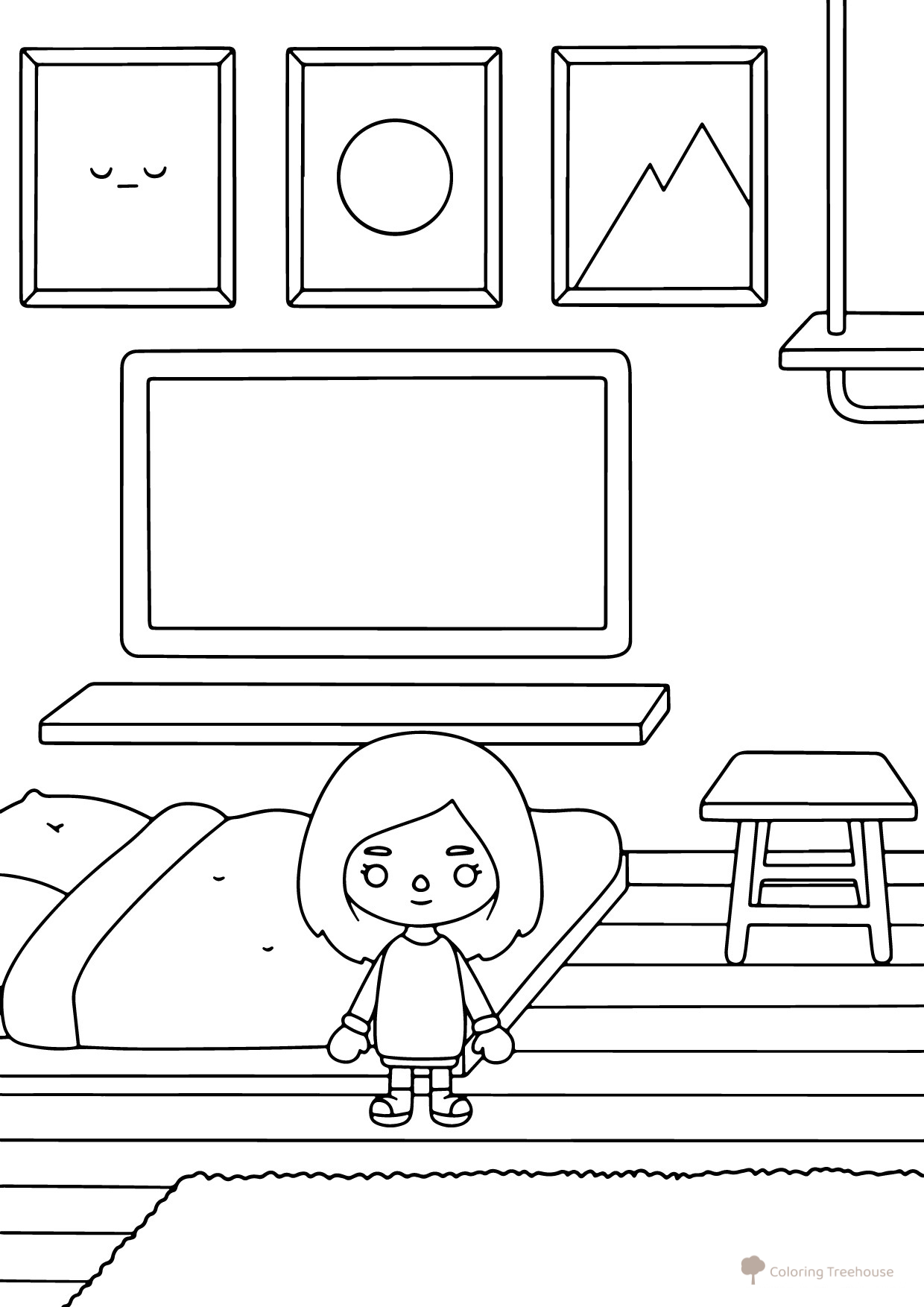 Toca Boca Girl in Bedroom Coloring Page free printable Toca Boca Coloring Pages coloring page