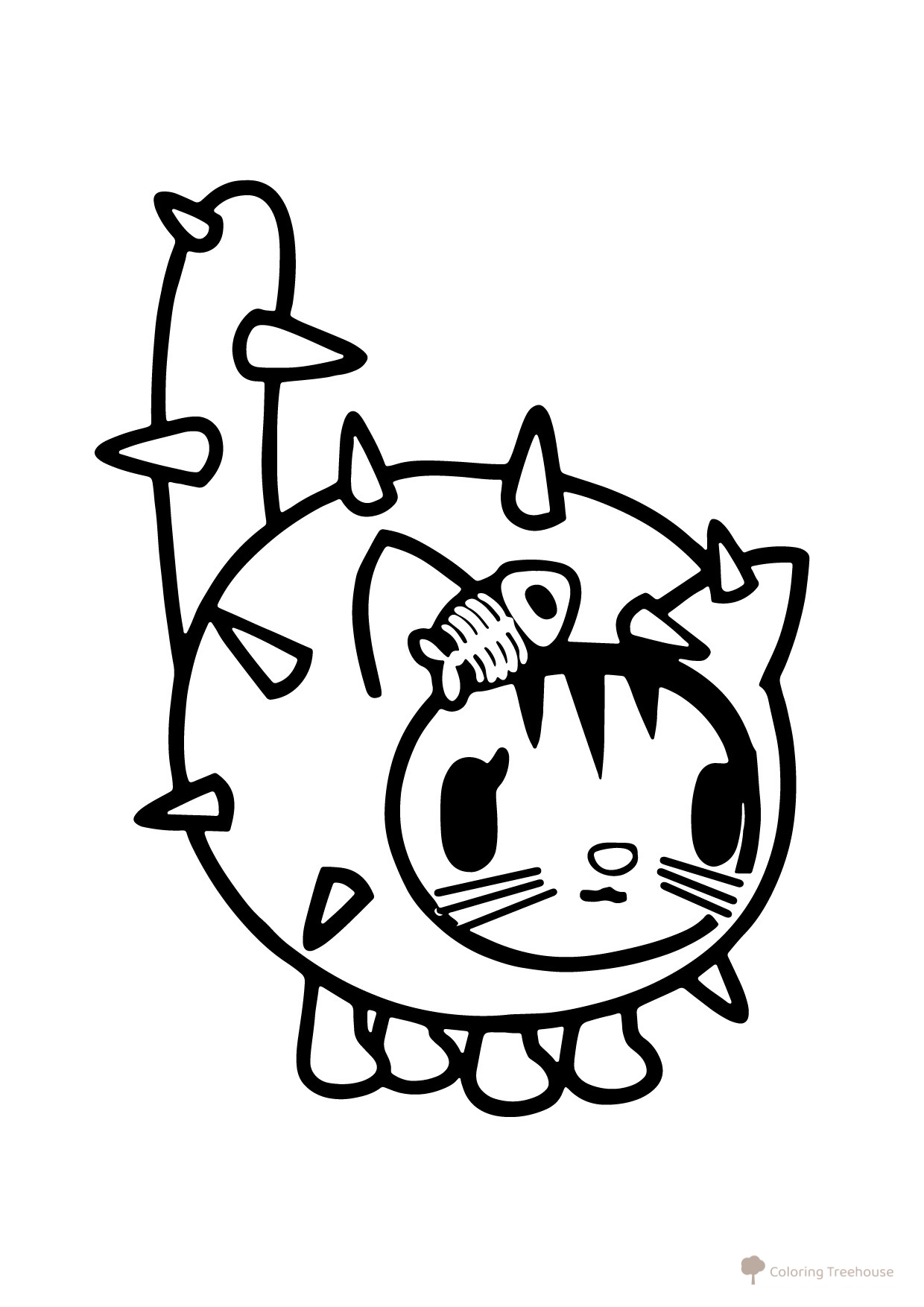 Toka Boca — gato con disfraz de cactus (página para colorear) dibujo para colorear gratis de Páginas para colorear de Toca Boca (Toca Boca)
